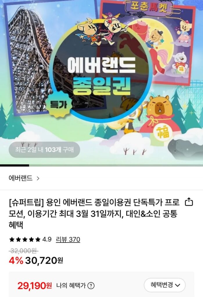 Vé Everland cả ngày