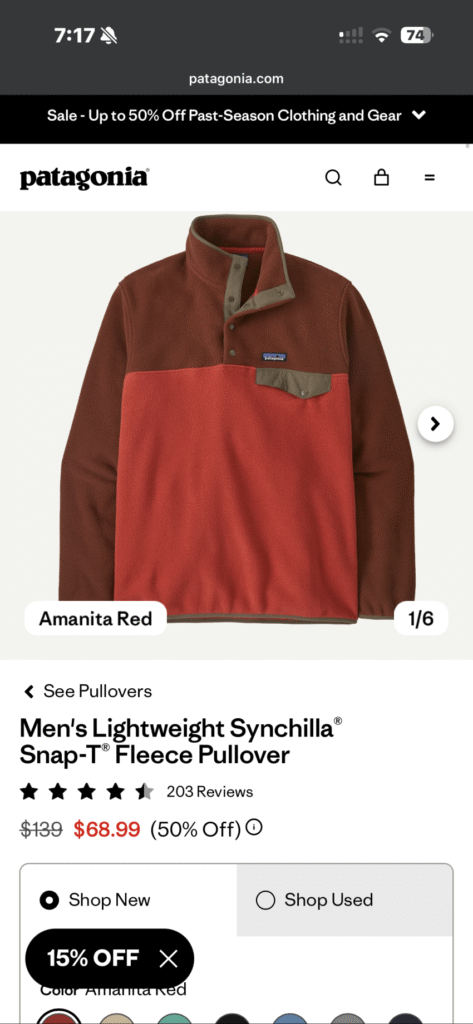 Áo thun lông cừu Patagonia Synchilla Snap-T