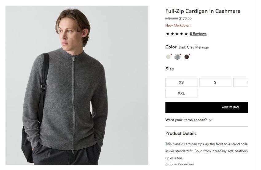 Lý thuyết áo len có khóa kéo đầy đủ bằng vải cashmere