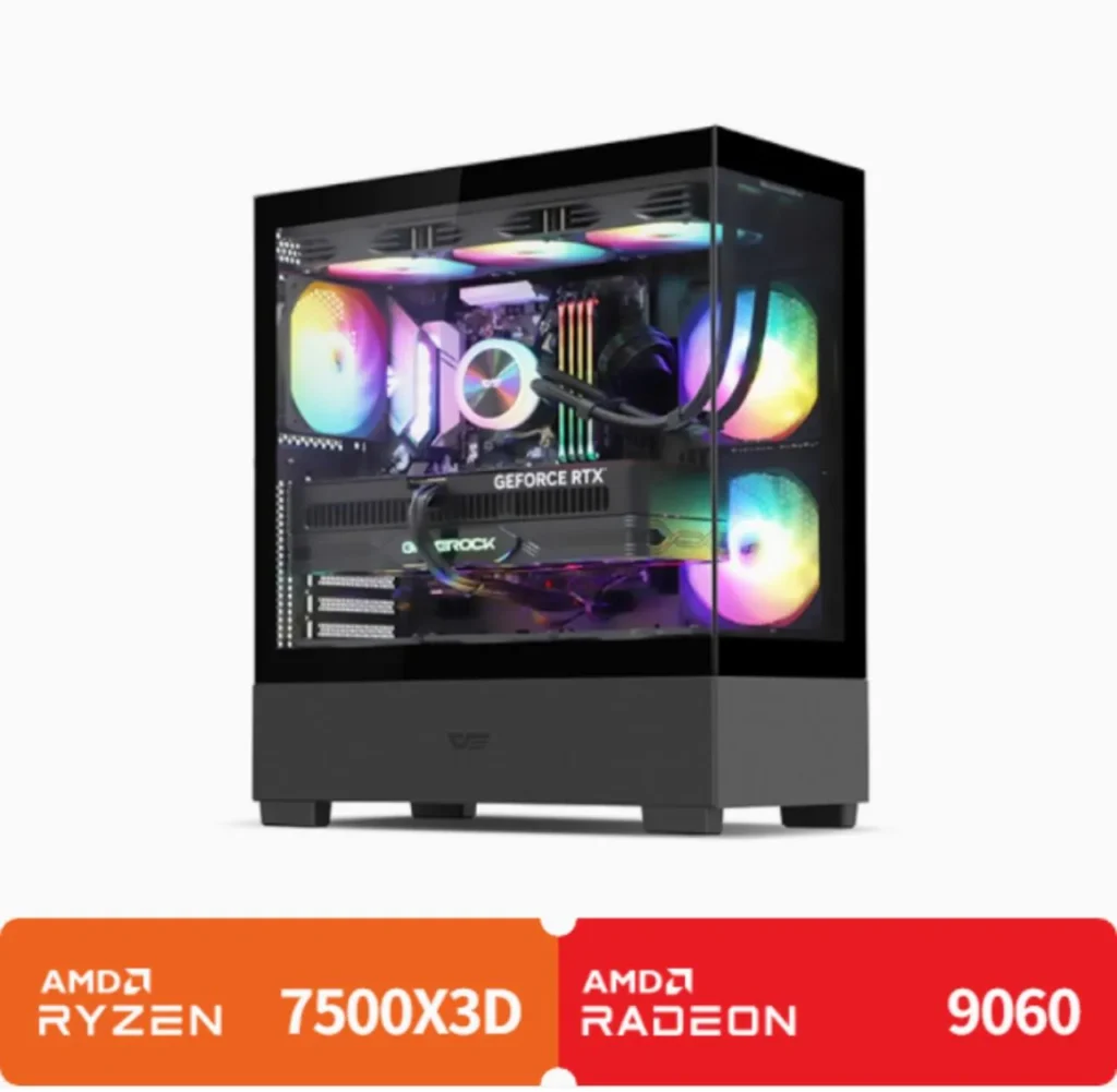 [Thân máy Full FHD tiết kiệm chi phí] 7500X3D + B650M + 9060XT vram 8GB + 500GB (TLC, DRAM o)