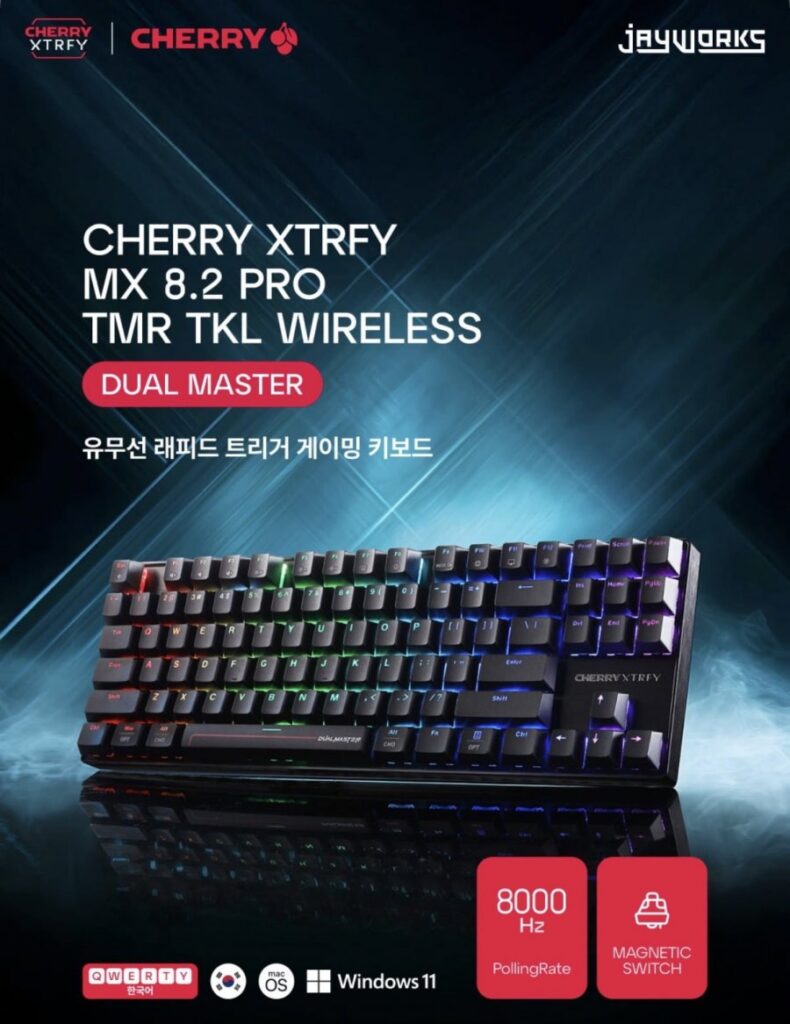 Bàn phím chơi game Cherry Extrify MX 8.2 PRO TMR Wireless 8K Kích hoạt nhanh