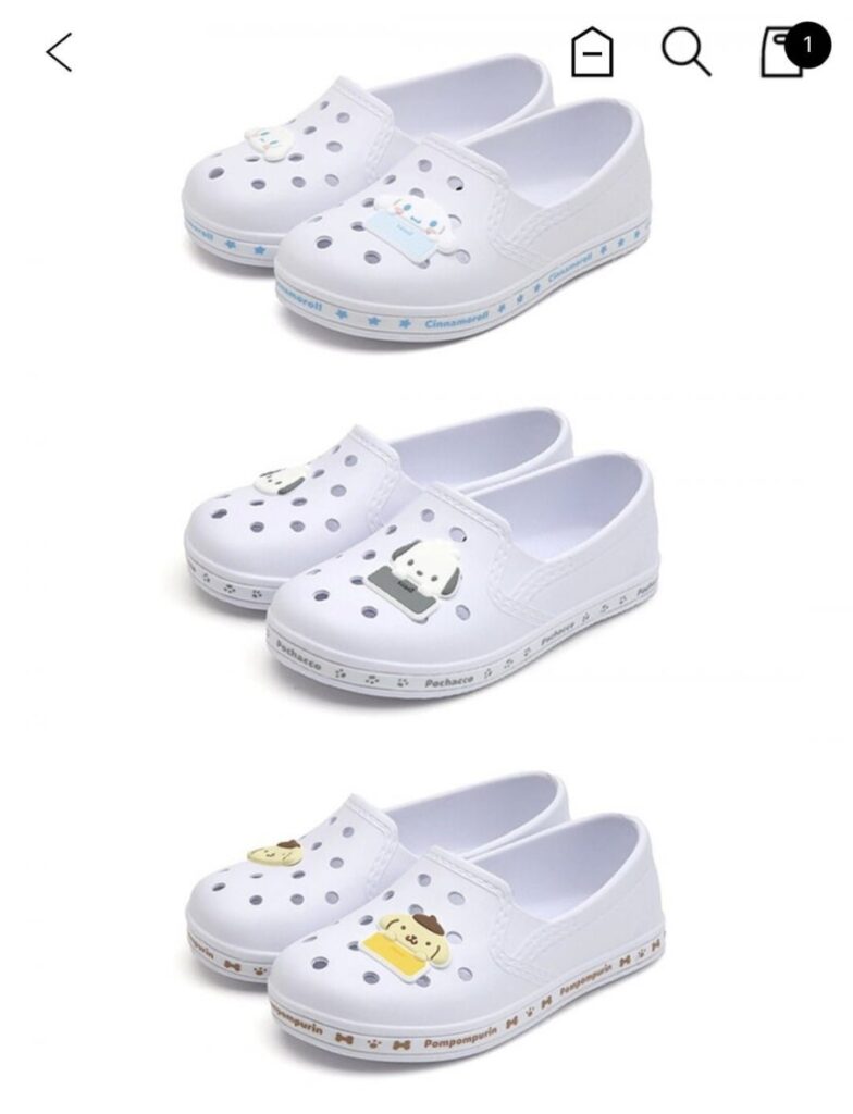 3 loại giày đi trong nhà Sanrio