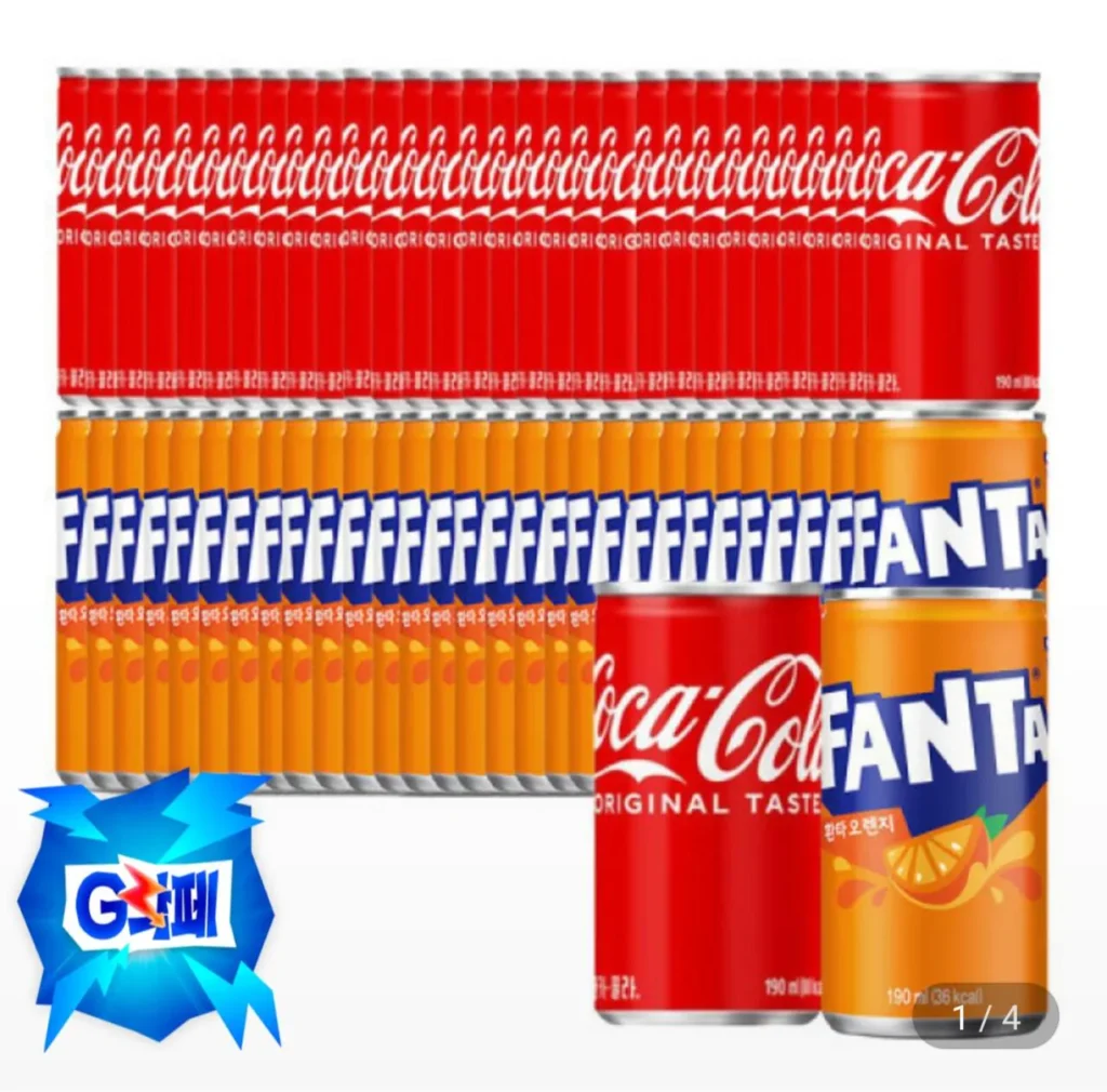 Coca Cola + Cam Fanta 190ml 60 lon (mỗi lon 30 lon) Thẻ Woori