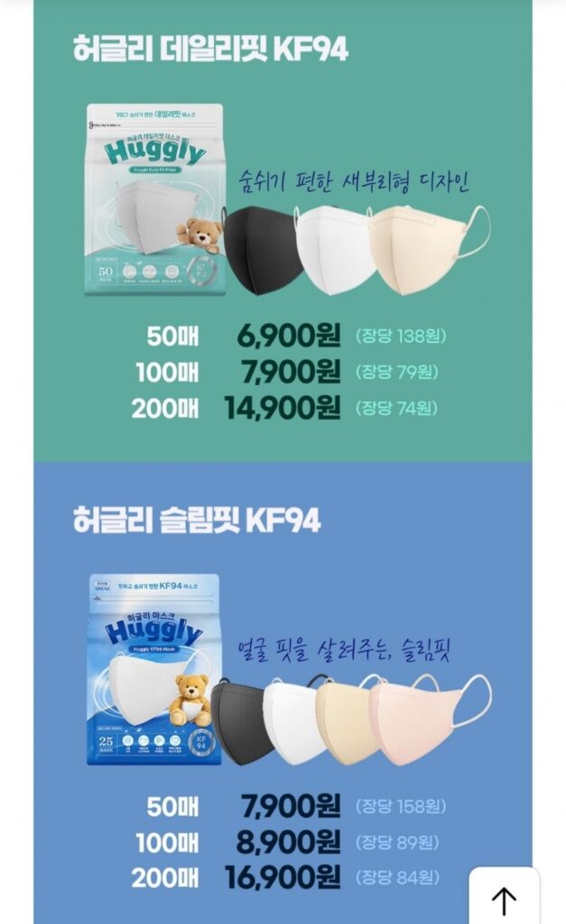 Khẩu trang mỏ chim Huggly KF94 100 tờ