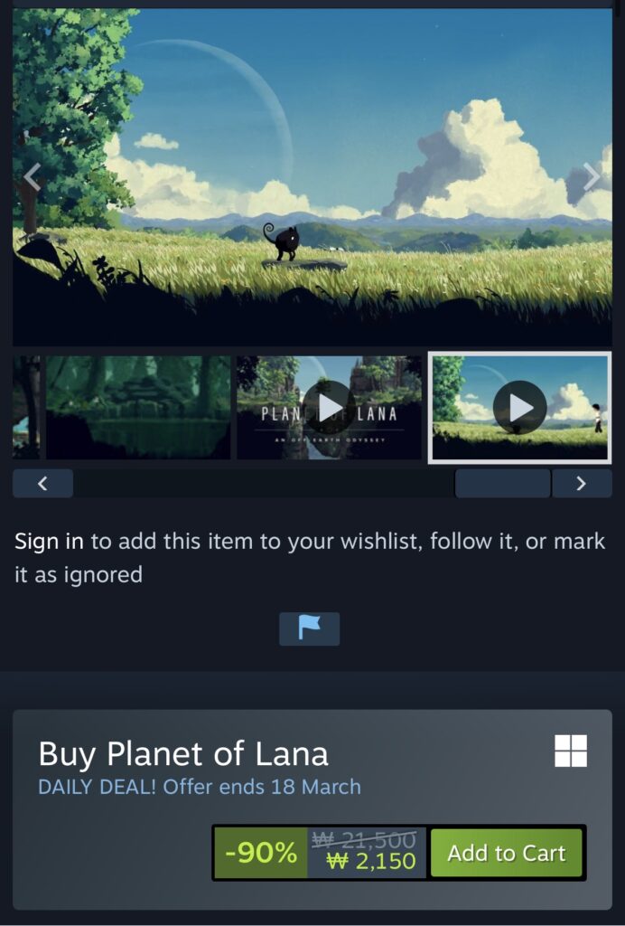 [Steam] Giảm giá 90% Planet of Lana (2.150 KRW/miễn phí)
