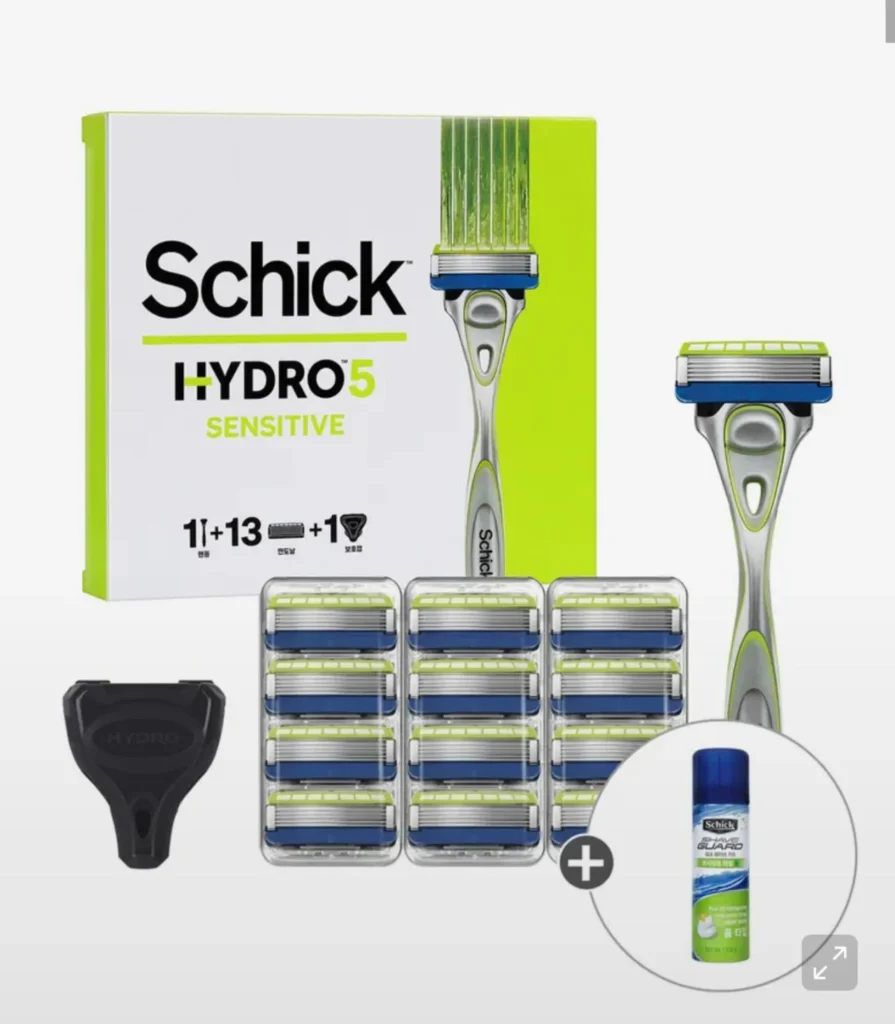 Tặng ngay Lưỡi dao nhạy cảm Schick Hydro 5 (13 cái) + Dao cạo + Vỏ bọc (1 gói) + Bọt chanh nhạy cảm (220ml)