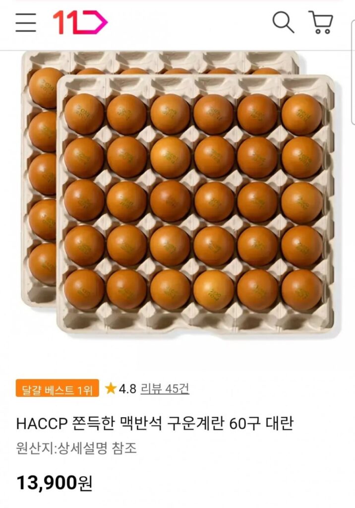 Trứng nướng HACCP Elvanseok, 60 quả trứng lớn
