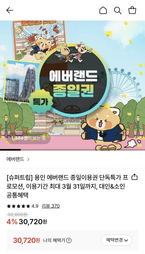 Vé cả ngày Yongin Everland (~31/3)