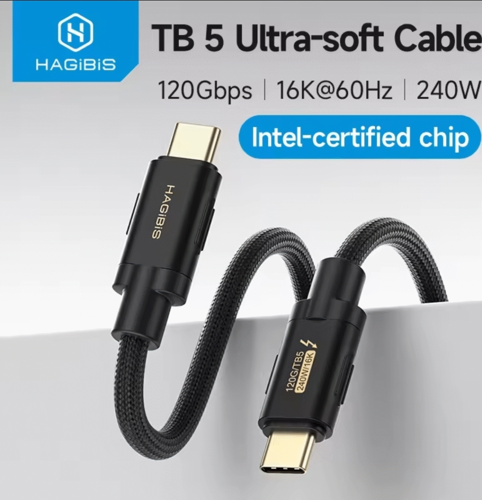 [Ali] Cáp Hagibis Thunderbolt 5 Băng thông lên tới 120Gbps Tăng cường sạc 240W