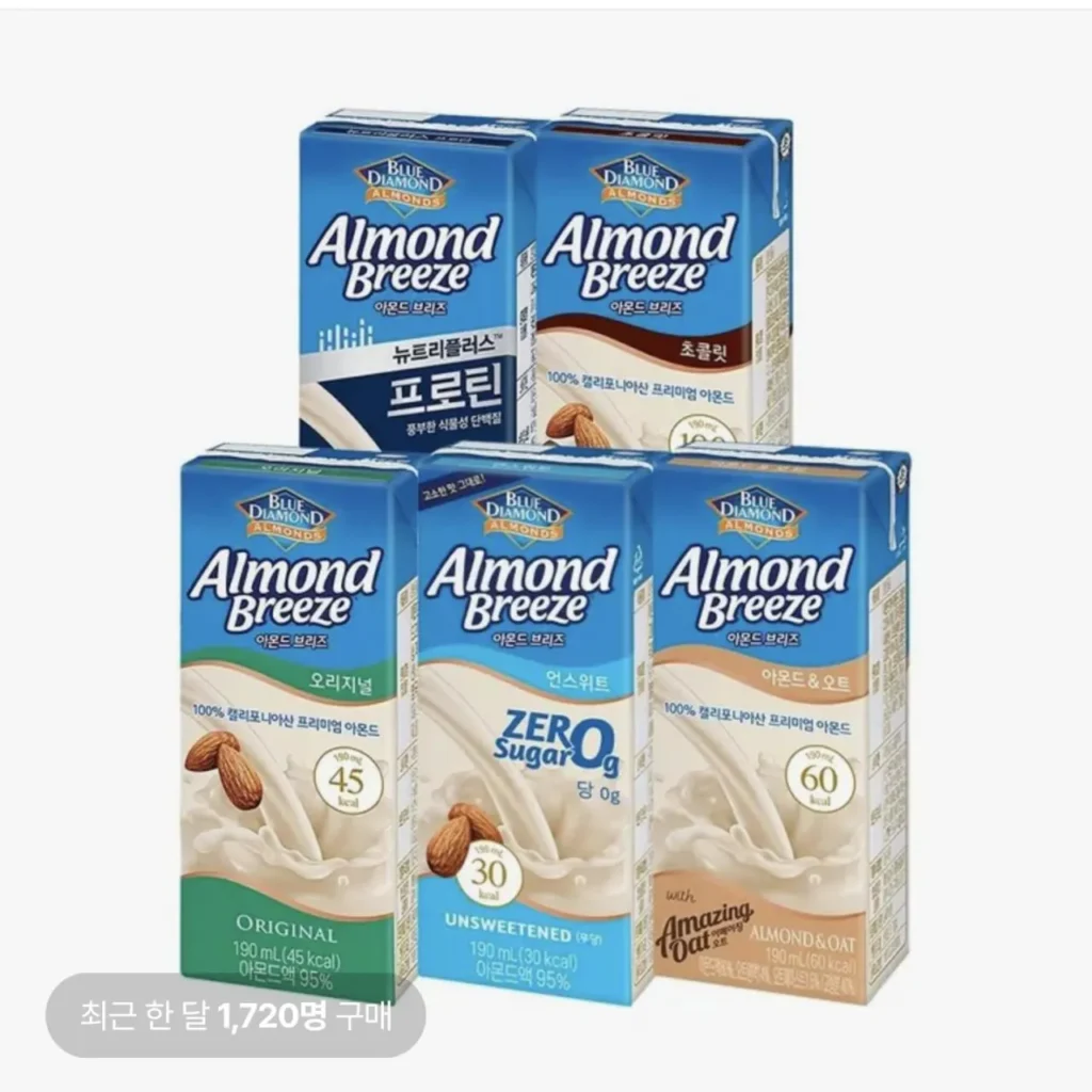 Chọn từ 5 loại Almond Breeze bao gồm Original/Unsweet và 48 gói 190ml