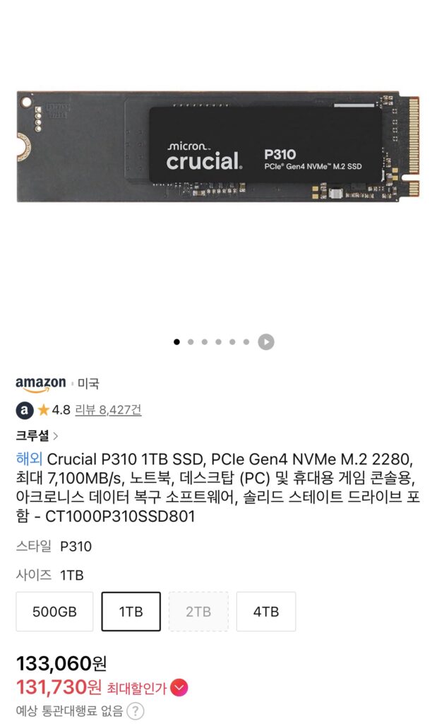 [Thứ 11] SSD P310 1TB quan trọng