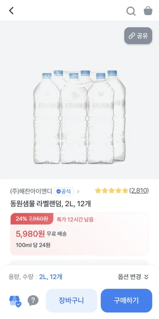 Nước suối Dongwon Nhãn Random 2L 24 Thú cưng