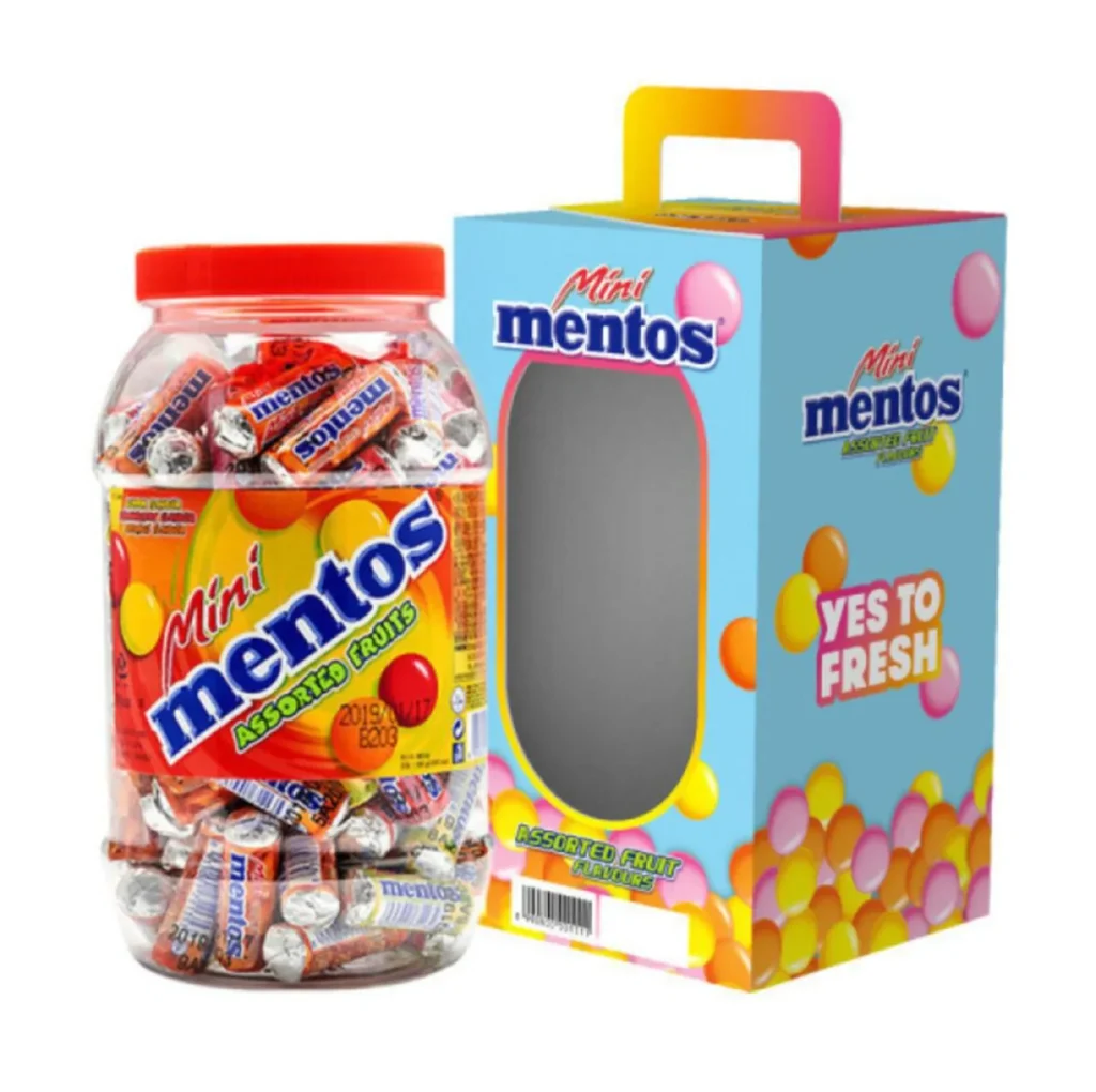 Mentos Mini Fruity 100 gói + hộp