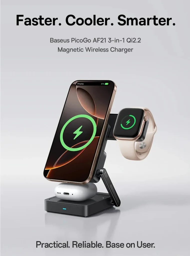 Sạc không dây từ tính Baseus 3 trong 1 25W