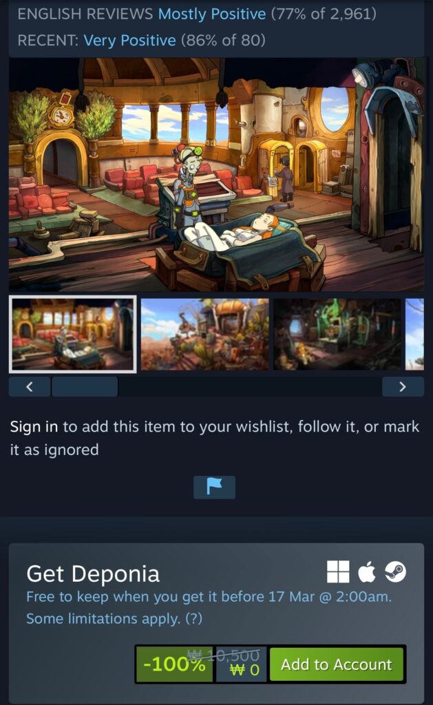 [Steam] Deponia -100% (0 thắng/miễn phí)