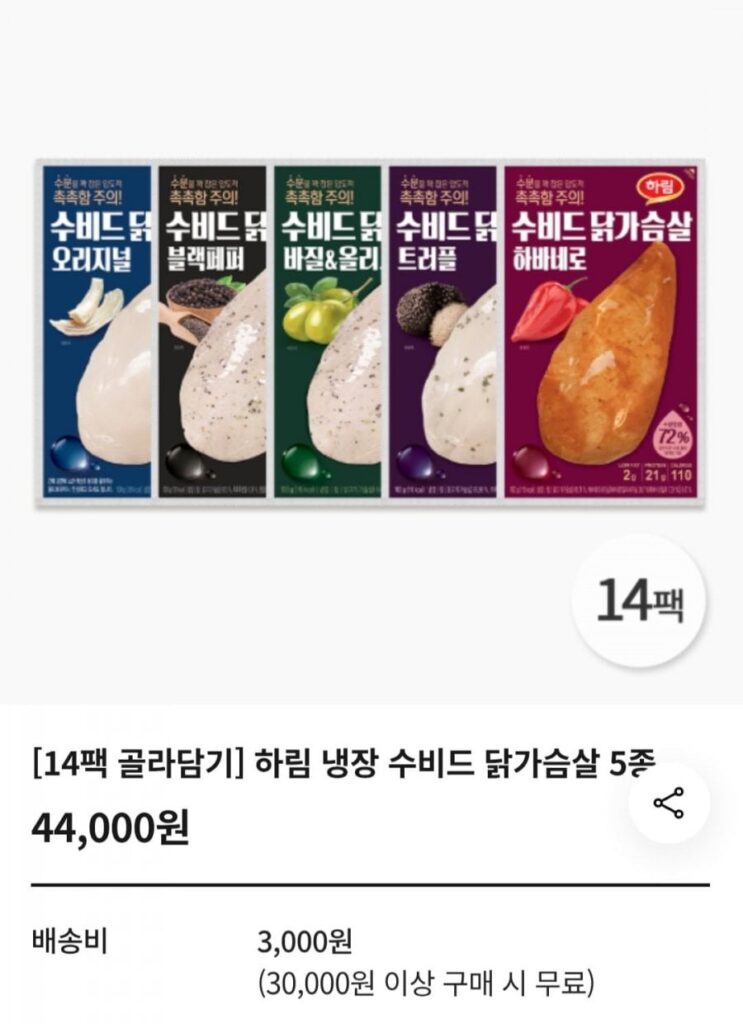 Ức Gà Sous Vide Tủ Lạnh Harim 5 Loại 14 Gói