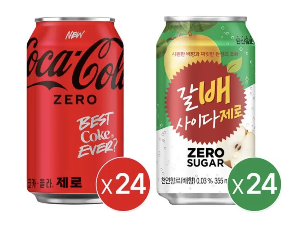 Coca-Cola Zero 350ml 24 gói + Galbae Cider Zero 355ml 24 gói
