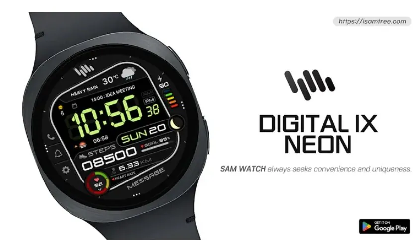 Mặt đồng hồ Galaxy SamWatch Digital IX Neon