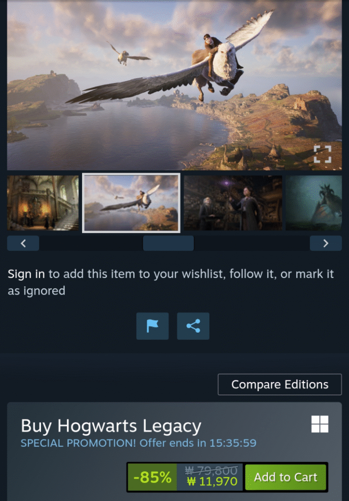 [Steam] HOGWARTS LEGACY Giảm giá 85%