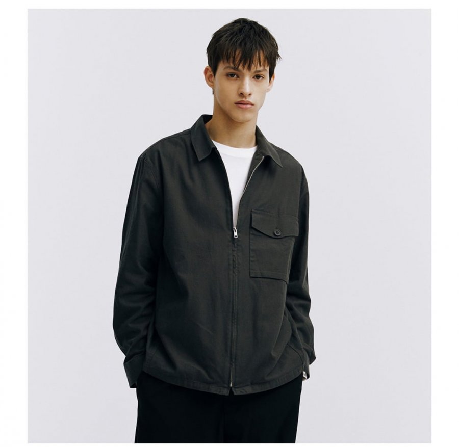 Áo sơ mi có khóa kéo bên ngoài bằng vải chéo Concept One