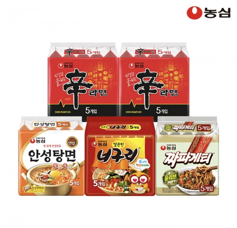 Nongshim Shinshin Anneocha 25 gói (Shin Ramyun 10+Anseongtangmyeon 5+Neoguri 5+Chapagetti 5)