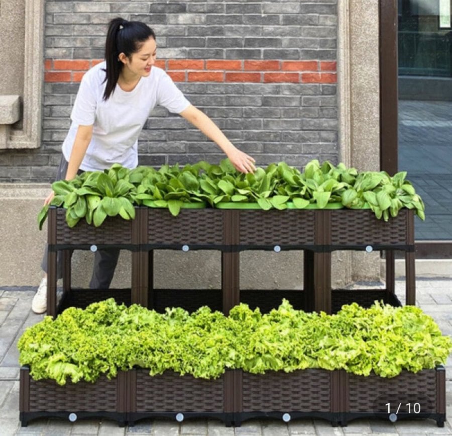 Chậu cây hiên vườn chậu hoa 1 tầng 3 ngăn