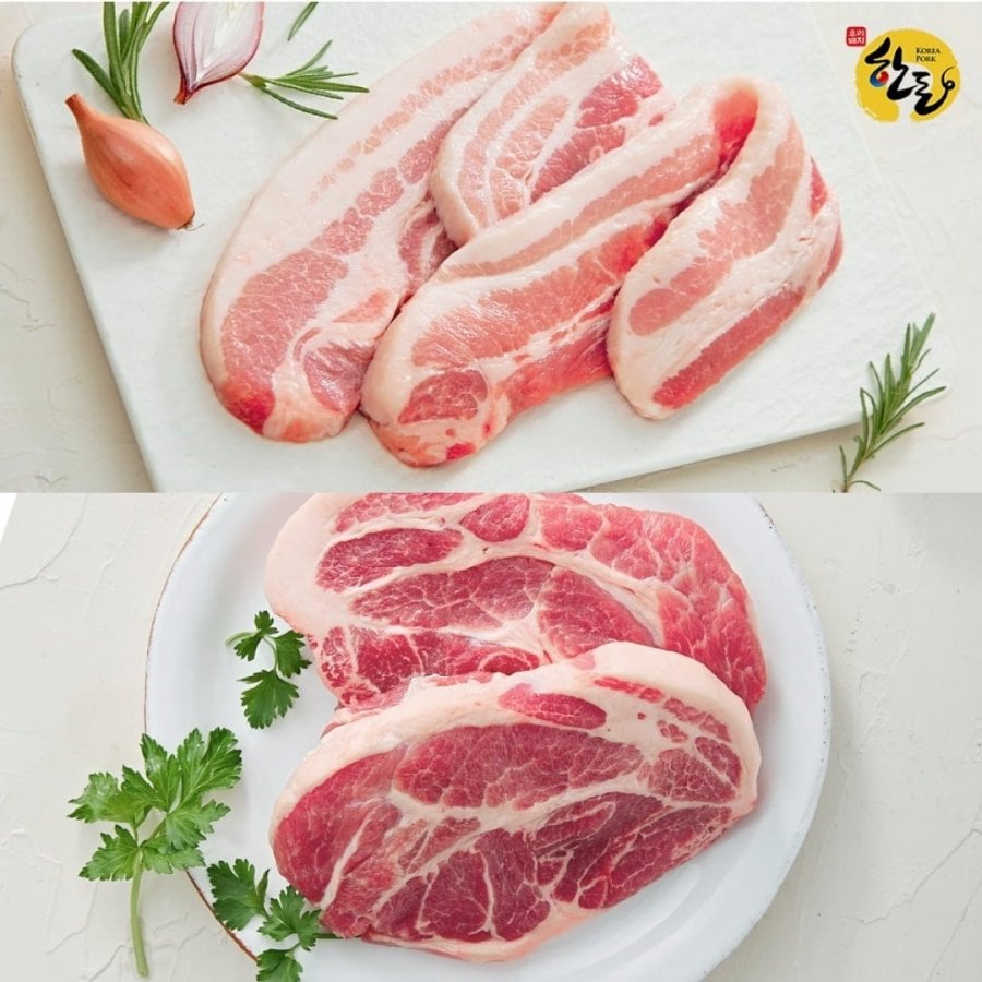 500g thịt ba chỉ + 500g thịt cổ heo