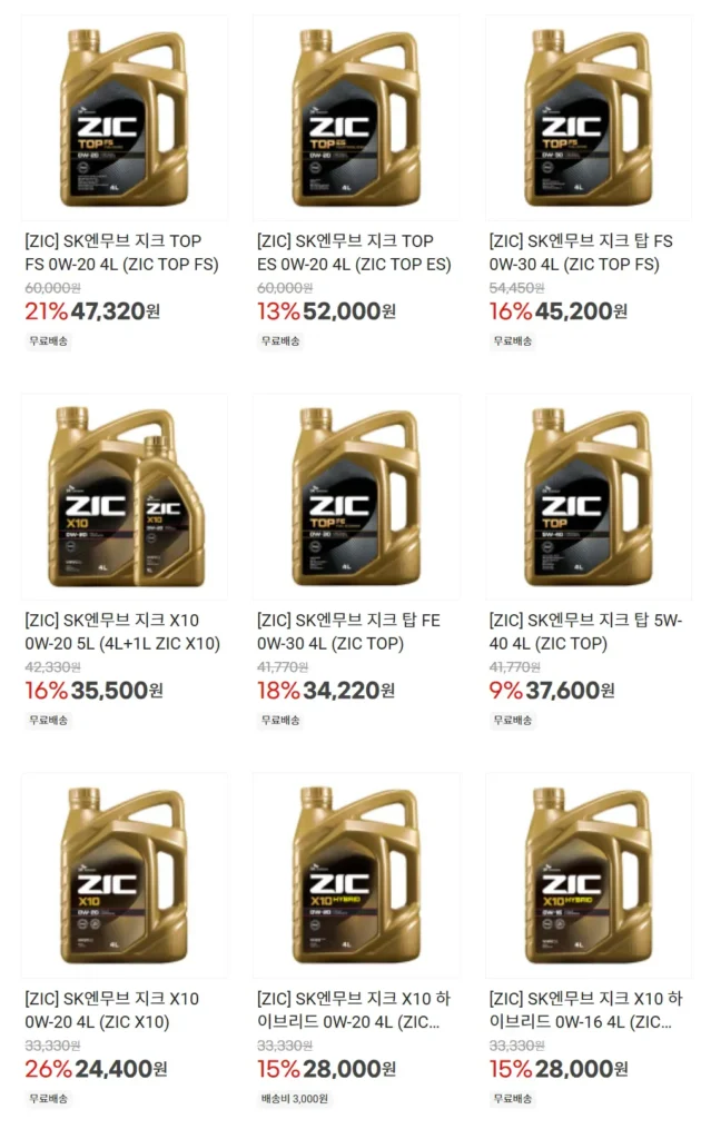 Dầu động cơ ZIC 4L các loại