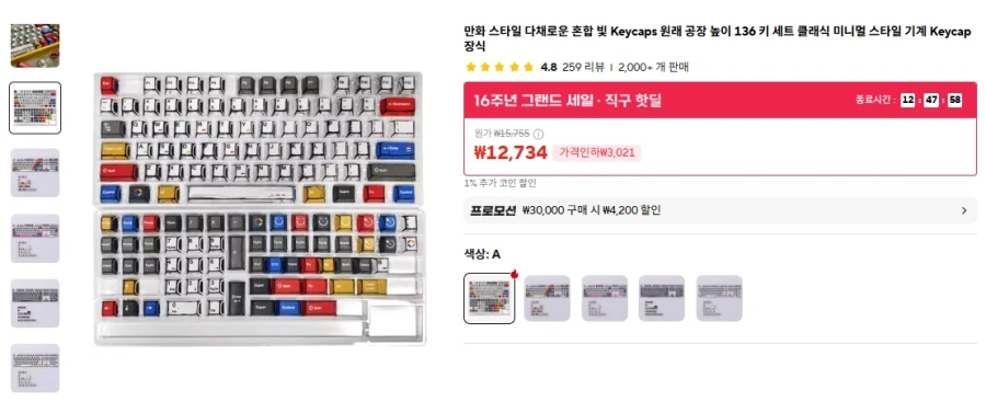 Keycap Cherry Profile 136 phím phong cách hoạt hình