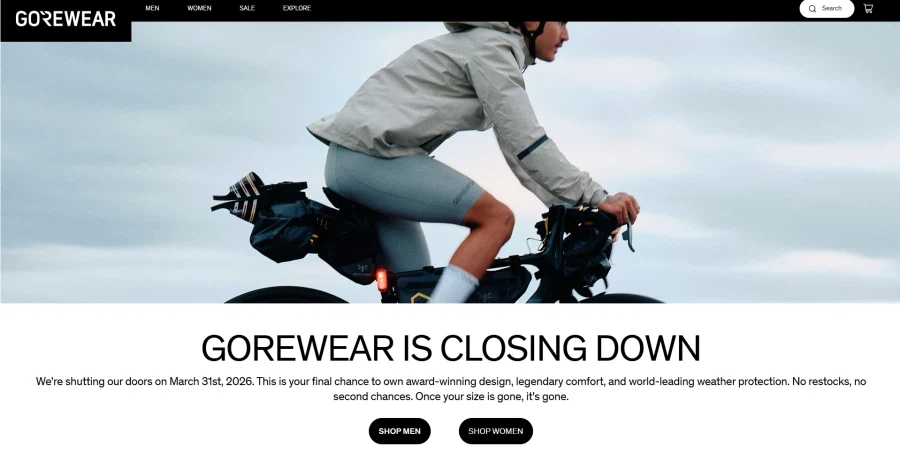 Các mặt hàng bán giải phóng mặt bằng Gorewear khác nhau