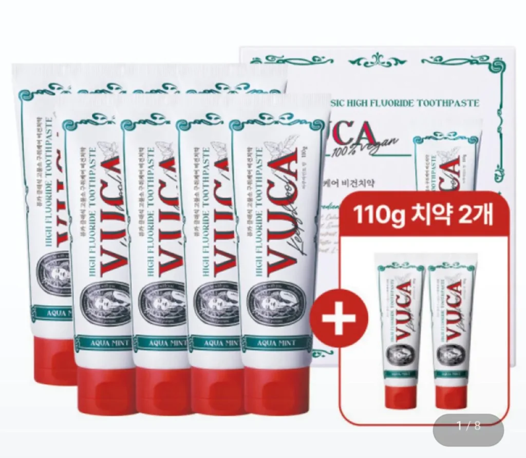Kem đánh răng hàm lượng Fluor cao VU CA Vuka 110g 8 cái + 2 cái tặng (tổng cộng 10 cái) 