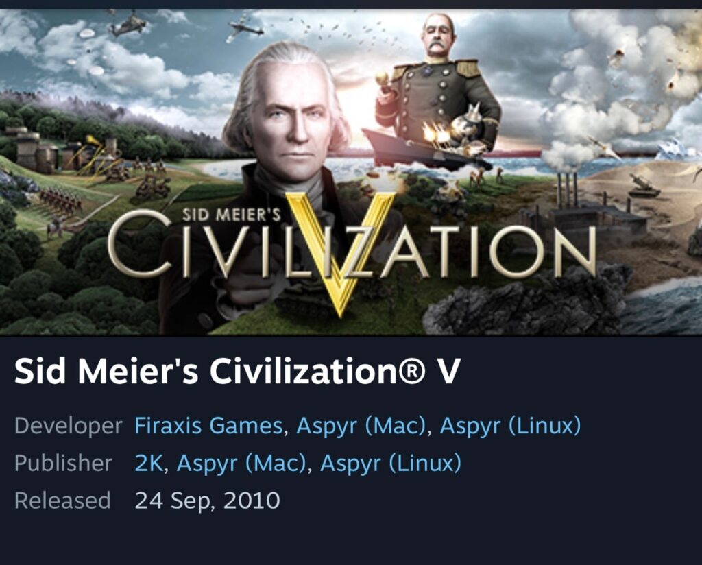 [Steam] Sid Meier’s Civilization 5 (3.200KRW/Miễn phí)