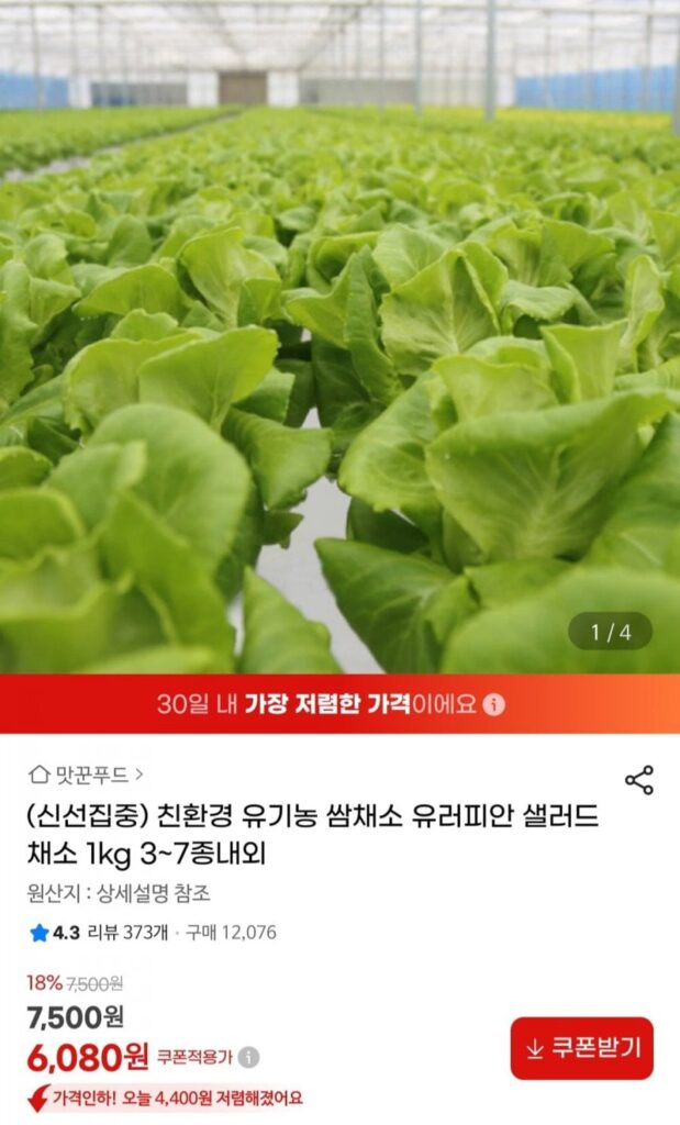 Khoảng 3 đến 7 loại rau ssam hữu cơ thân thiện với môi trường trên mỗi kg