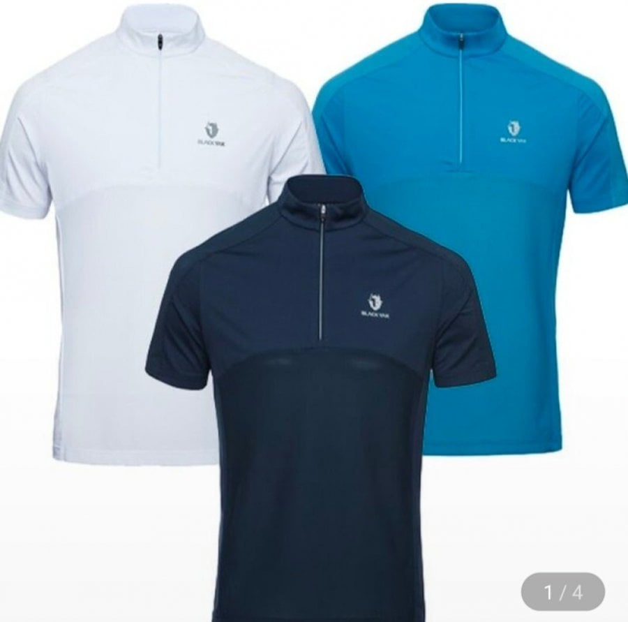 Áo thun ngắn tay có khóa kéo màu đen Yak