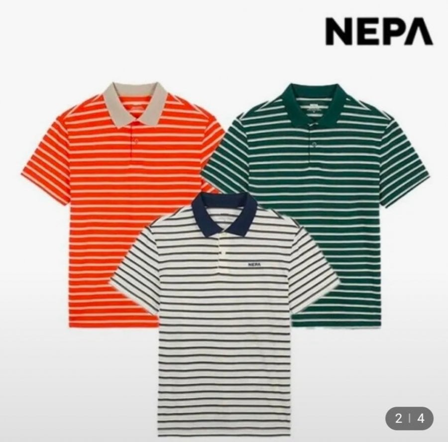 Nepa Unisex Mùa hè vải lanh giống như sọc áo thun ngắn tay Ice Polo