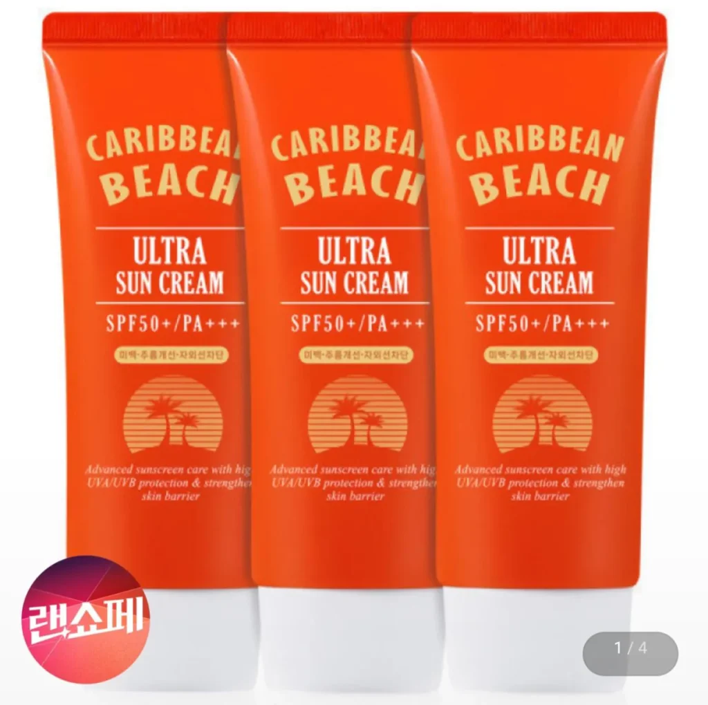 Kem chống nắng nâng tông da Caribbean Beach 60ml 3 chiếc (SPF50+ PA+++)
