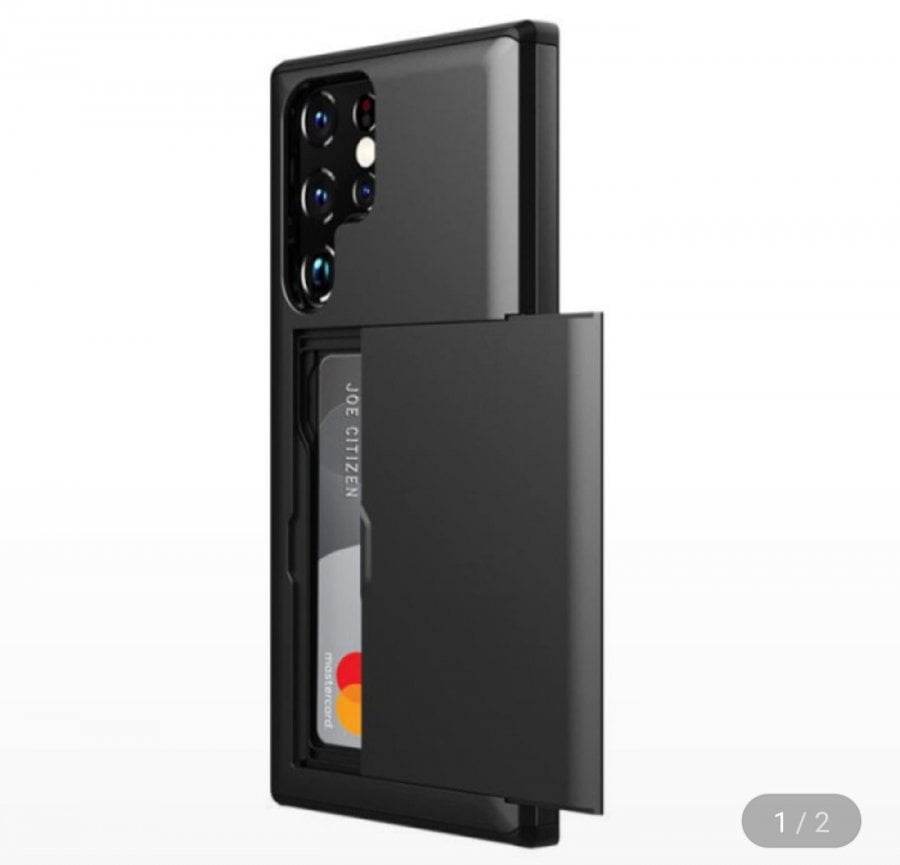 Hộp đựng thẻ trượt điện thoại thông minh cứng màu đen 1+1