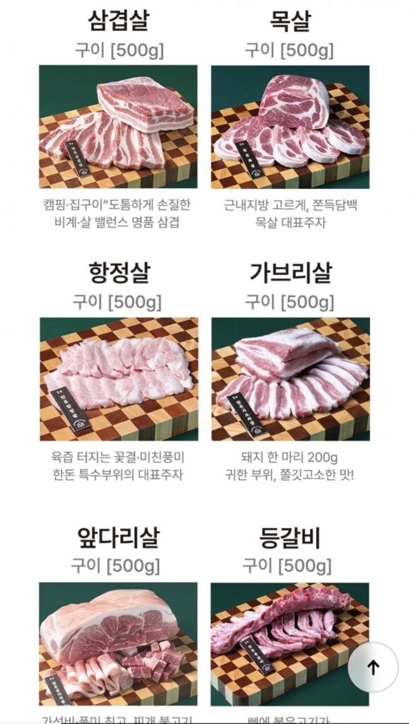 Thịt lợn Hàn Quốc 1+ 500g thịt lợn tùy bạn chọn