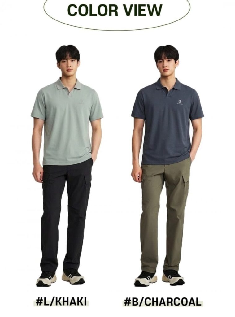 Áo tay ngắn pique cara chức năng màu đen Yak