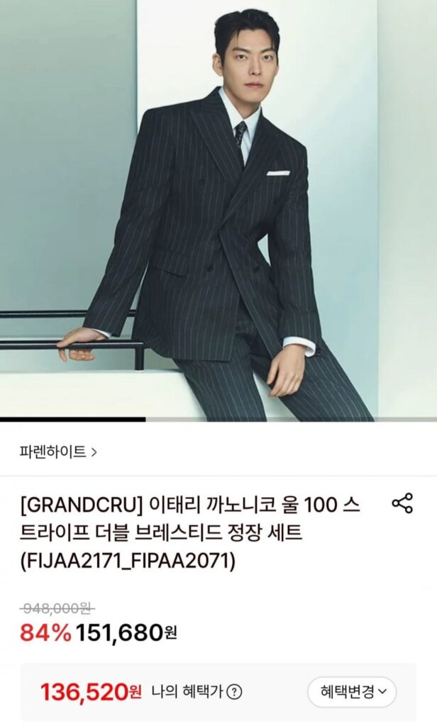 Bộ vest hai hàng cúc Canonico Wool 100 sọc của Ý