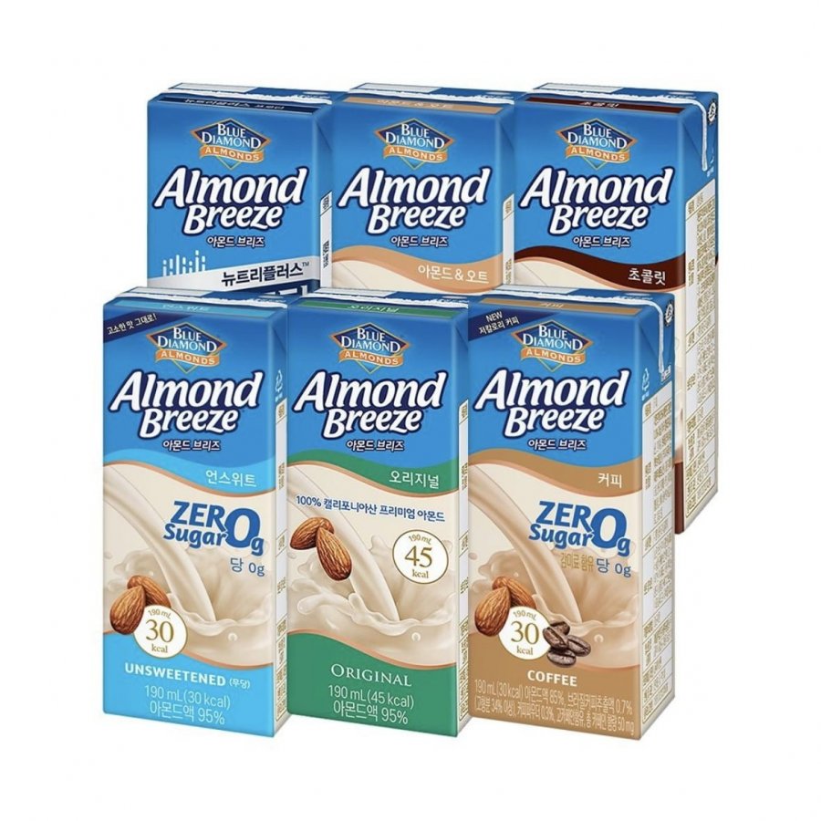 Almond Breeze 5 loại Nguyên chất/Không ngọt/Protein 190ml 24 gói
