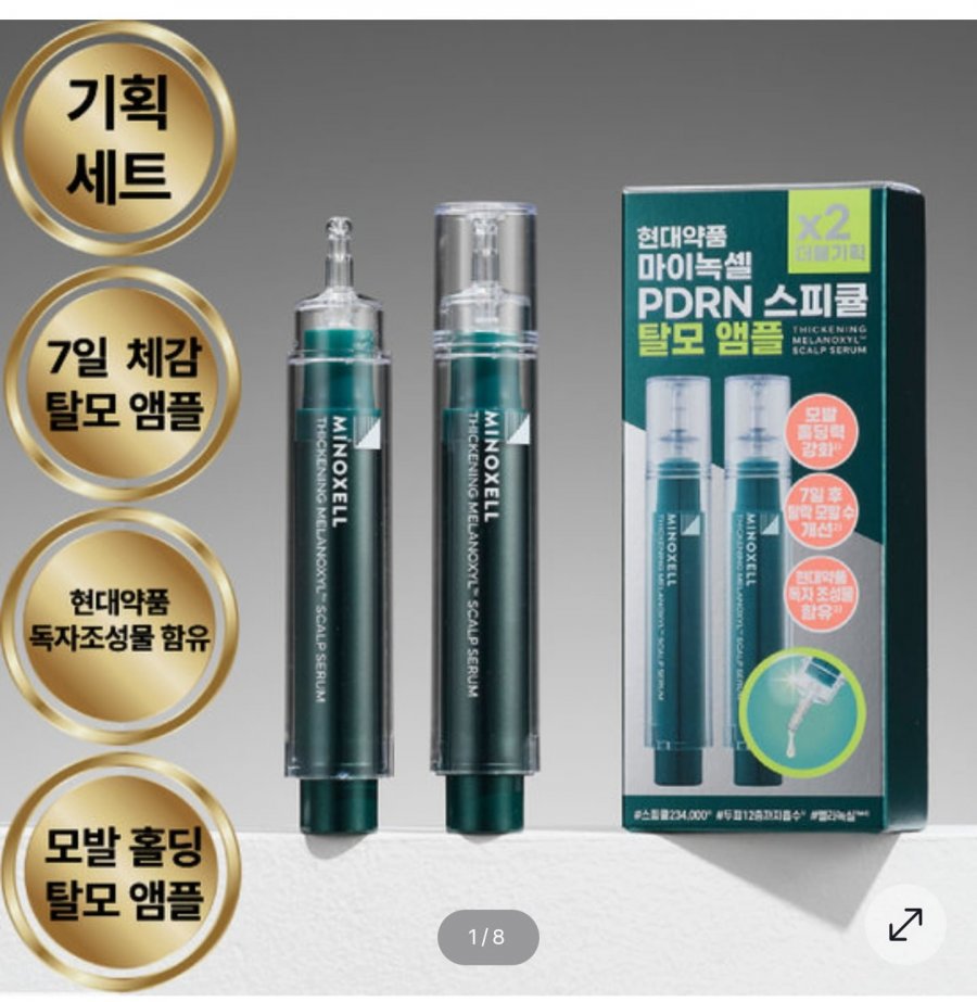 Hyundai Pharmaceutical Minoxel Thickening Melanoxyl PDRN Spicule Hair Loss Ampoule Serum Special Set (10ml