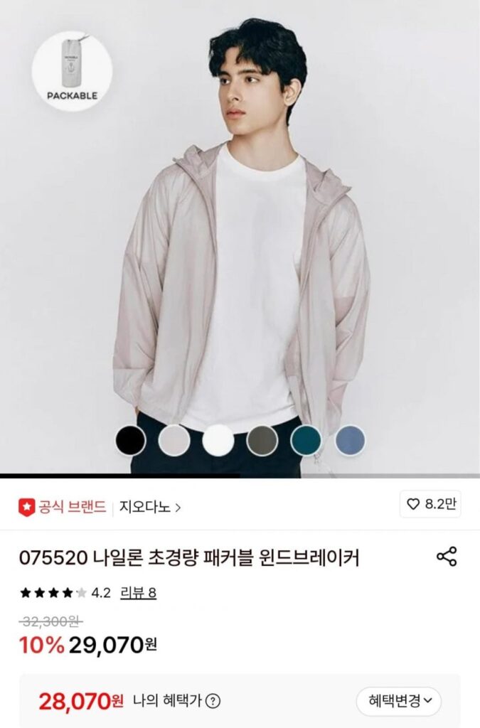 Áo gió Giordano nylon siêu nhẹ có thể đóng gói