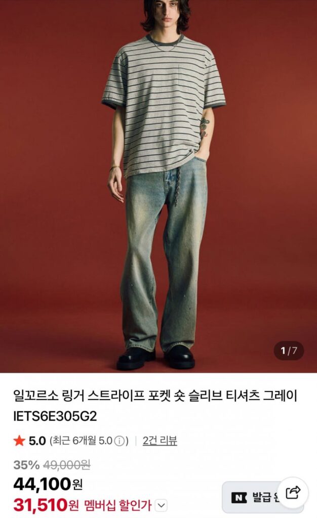 Áo thun ngắn tay có túi Il Corso Ringer sọc