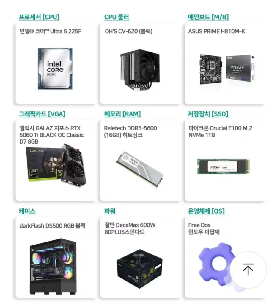 Máy tính để bàn chơi game 225F + 5060TI