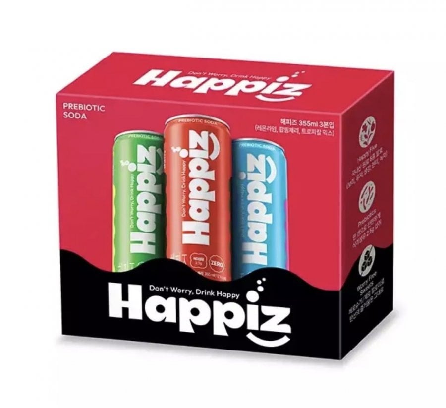 Happy’s Probiotics Zero Carbonated 355ml Gói dùng thử 3 lon chanh/anh đào/hỗn hợp nhiệt đới