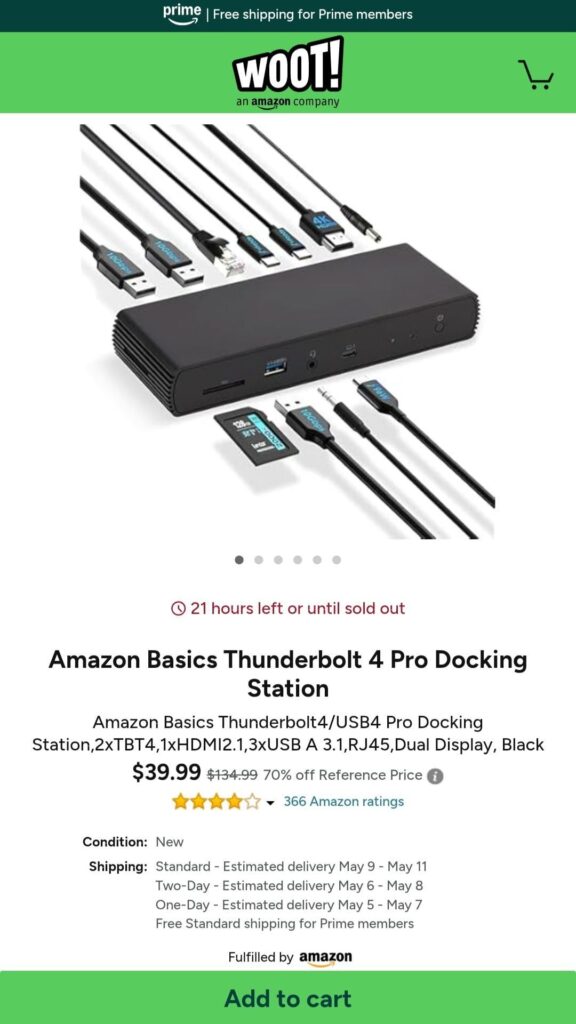 Đế cắm Thunderbolt 4 cơ bản của Amazon