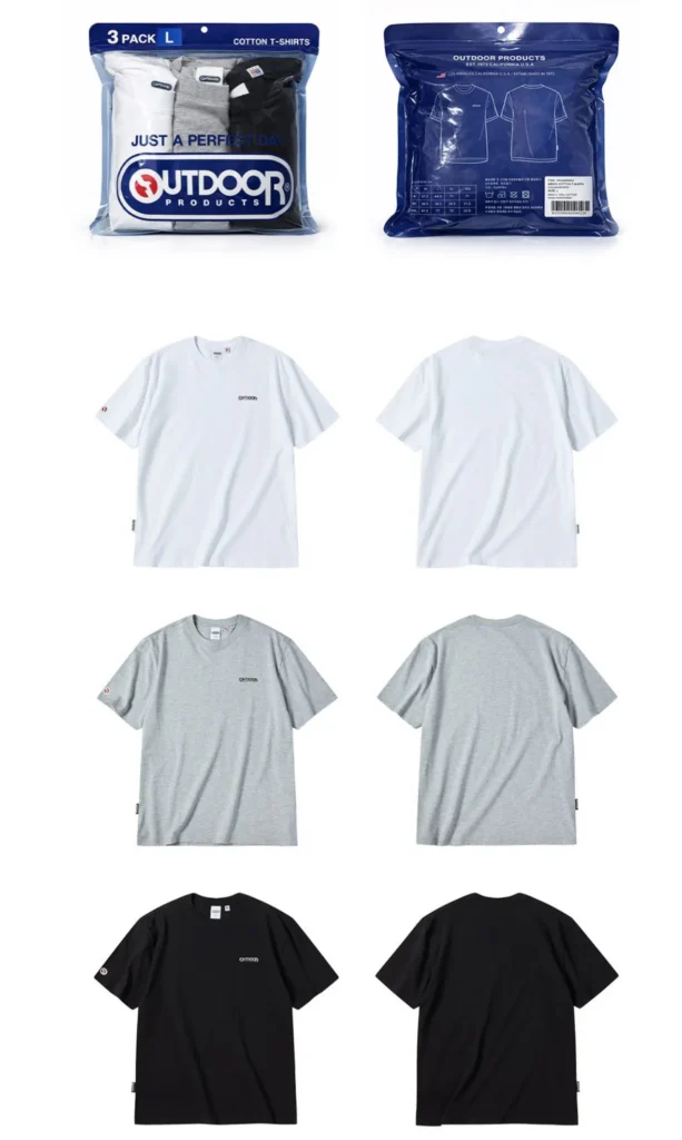 Sản phẩm ngoài trời Áo thun ngắn tay cotton 20 số (3 chiếc)