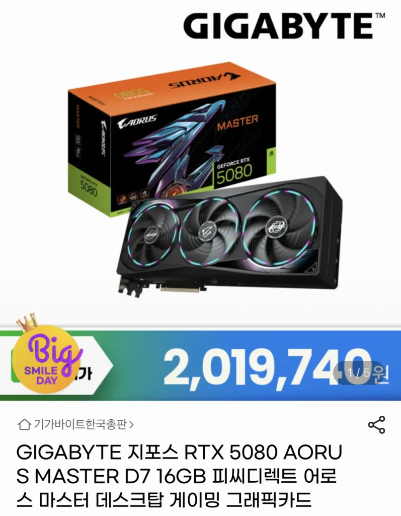 GIGABYTE GeForce RTX 5080 AORUS MASTER D7 16GB PC trực tiếp