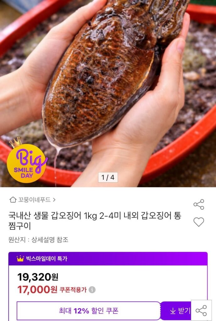 1 kg mực nang nội (khoảng 2-4 con)